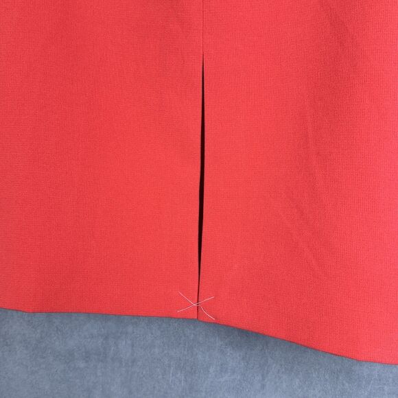 Ann Taylor Red Orange A-line Skirt Front Slit 12 Petite Double Weave New Career - Picture 3 of 11